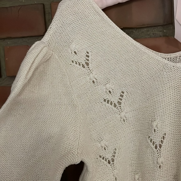 Vintage 3d knit v neck sweater medium cotton linen blend slouchy - Picture 5 of 9